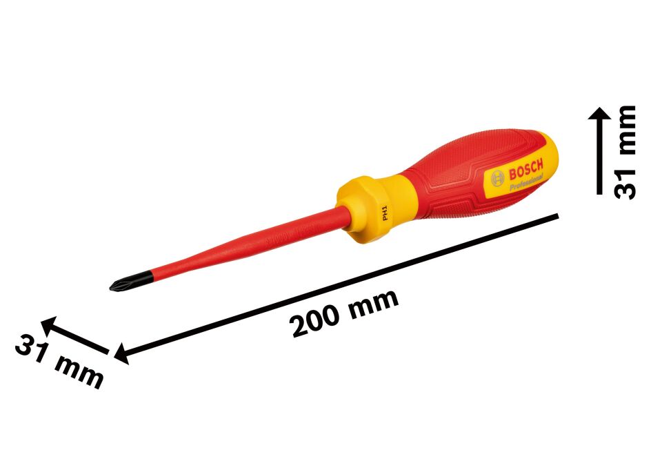 BOSCH Profesyonel İzoleli 1000 Volt PH1 x 100 mm Yıldız Tornavida (1600A02NB8)