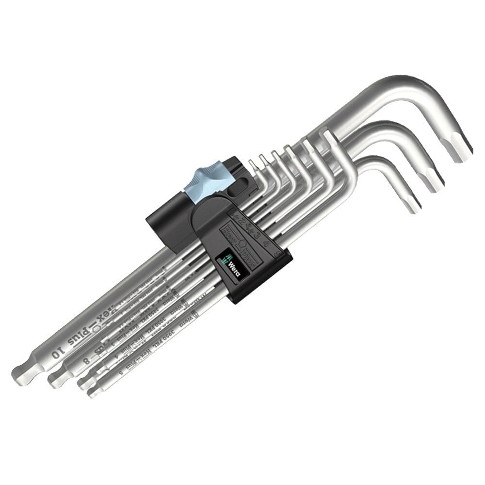 WERA 3950/9 PKL Paslanmaz Top Uzun Başlı Alyan Anahtar Takımı (05073544001)