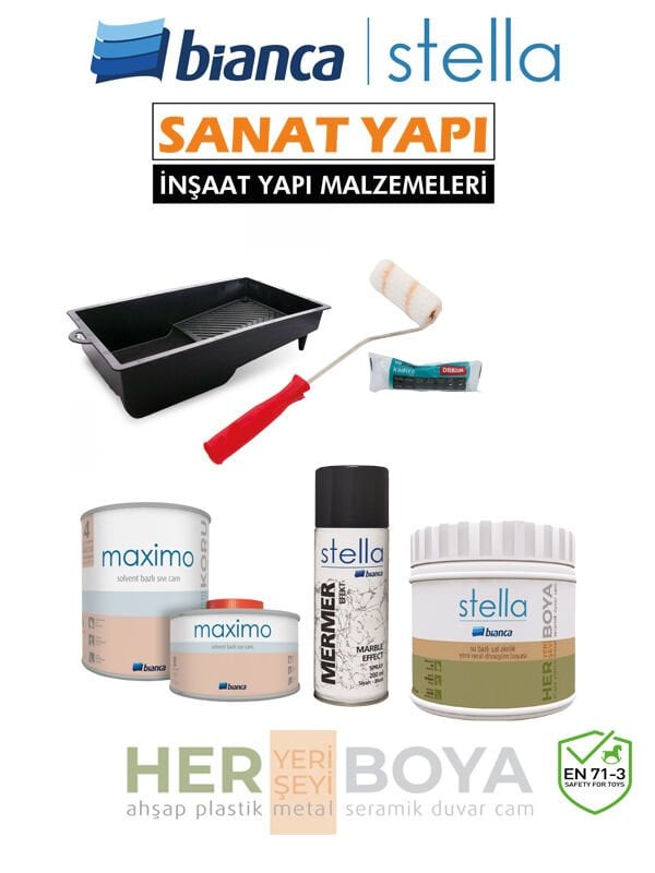 Bianca Stella Boya Seti 0.5Lt Beyaz Boya - Siyah Mermer Efekt - Maximo Parlak