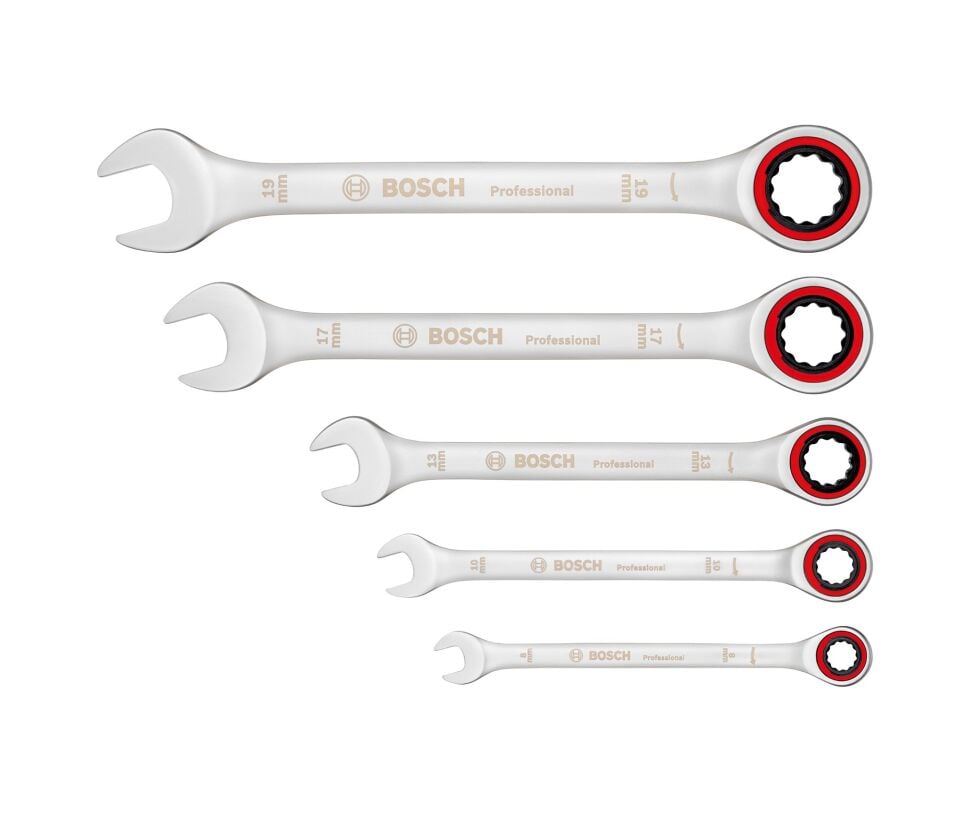 BOSCH Profesyonel 5 Parça Cırcırlı Kombine Anahtar Takımı (1600A02Z3D)