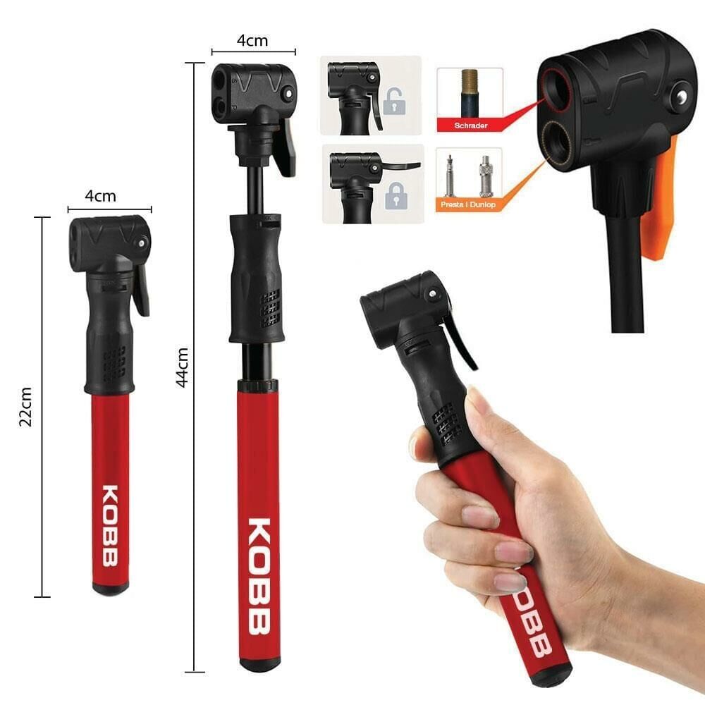 KOBB KB2203 Bisiklet Lastik şişirme Taşınabilir Mini El Pompası + Bisiklet Montaj Aparatı 87 Psi