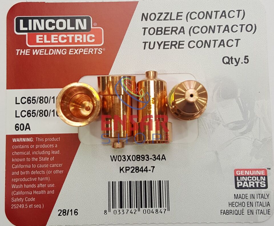 LINCOLN W3X893-34A Plazma Nozul 34A (KP 2844-7)