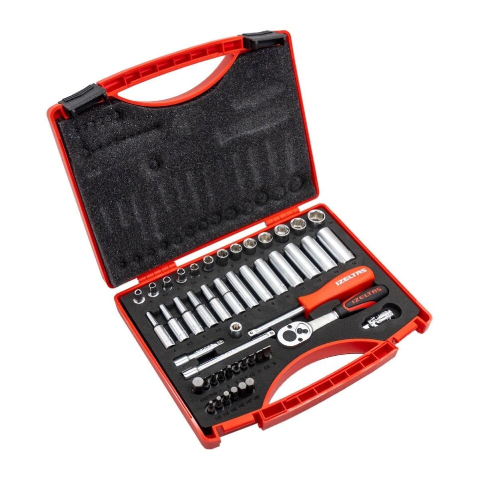 İZELTAŞ 14000005131 1/4'' Altı Köşe Mini Lokma Anahtar ve Bits Set 48 Parça