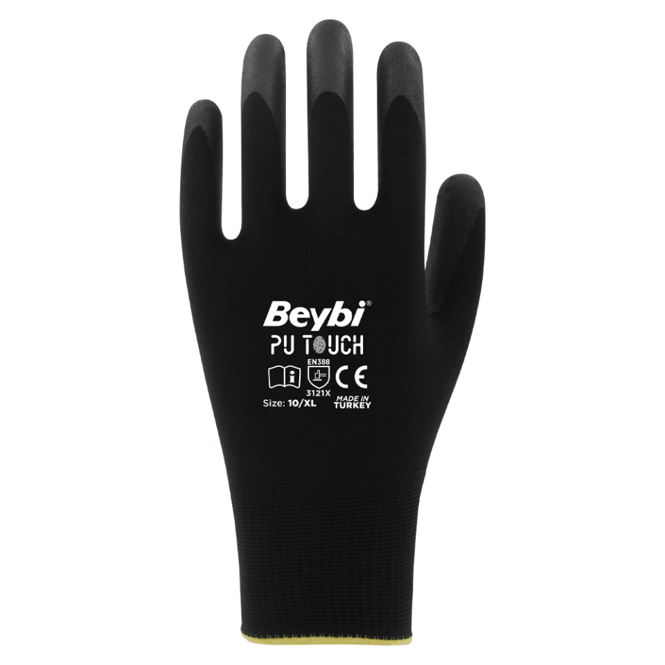 BEYBİ TOUCH 9 Numara Pu Kaplı Siyah İş Eldiveni